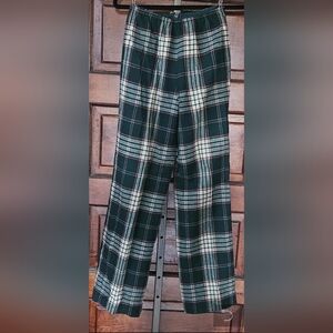 Vintage Pendleton, Size 8, Wool, Plaid, Green White And Red Pants, Wide Leg